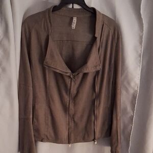 Miila SmallTaupe Leather Zip-Front Jacket